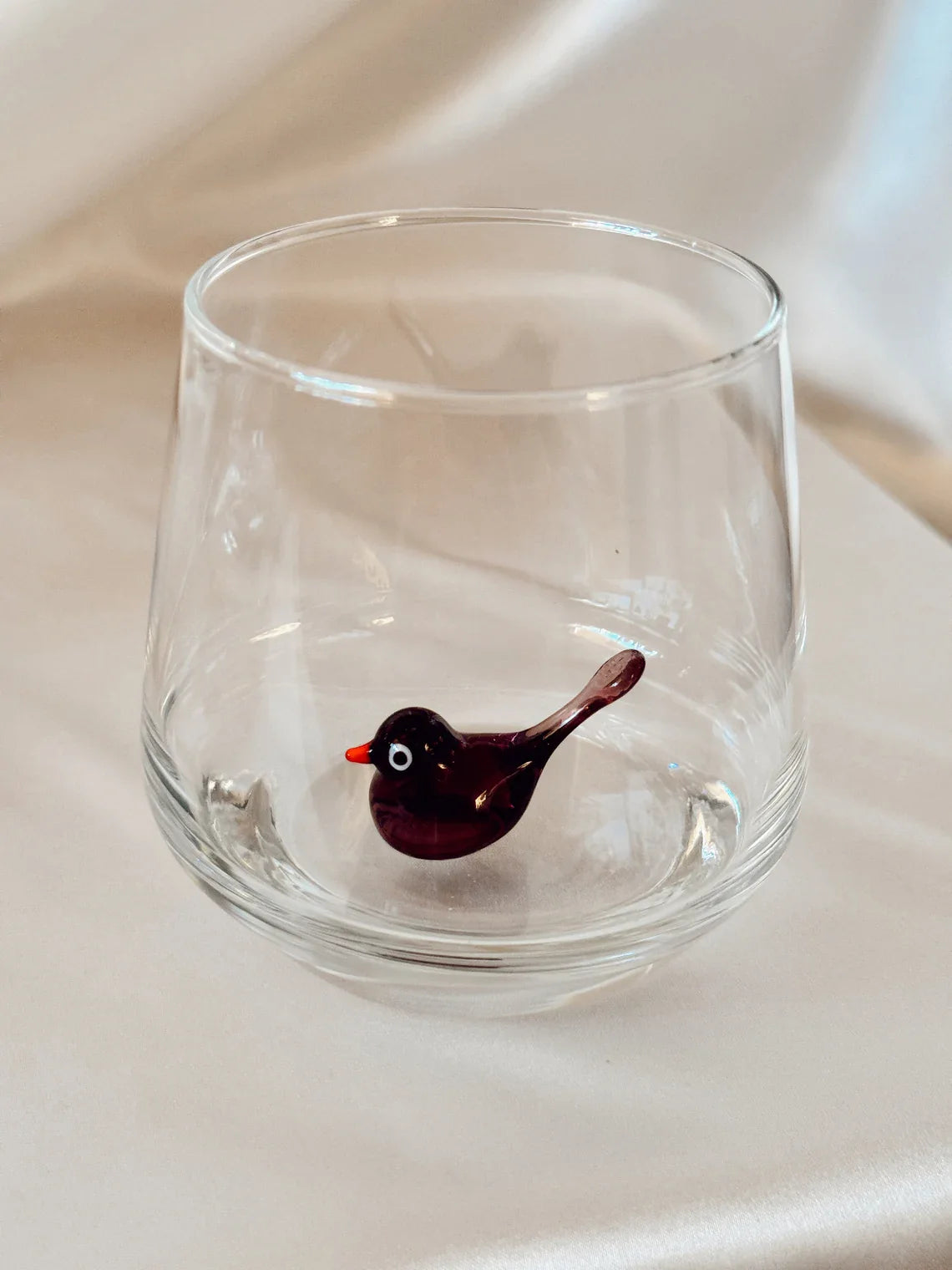 Tiny Bird Murano Glass Cups – Handmade Elegant Drinkware, Unique Bird Lover Gift