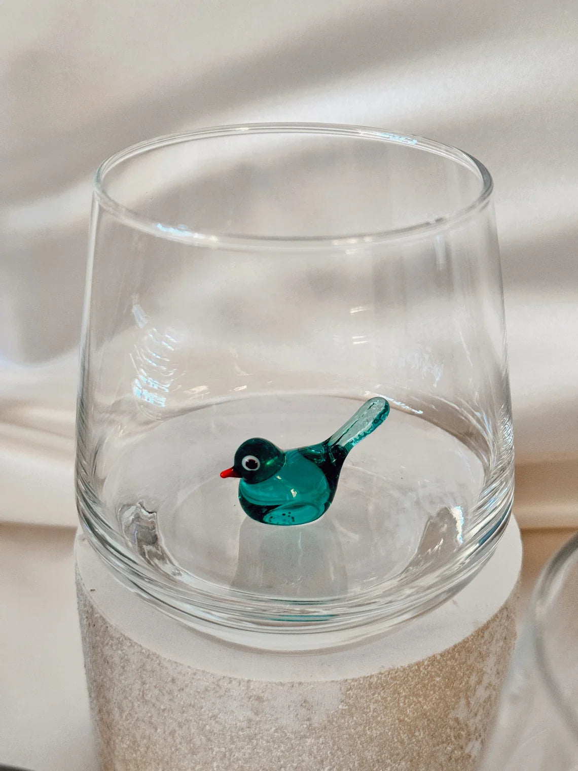 Tiny Bird Murano Glass Cups – Handmade Elegant Drinkware, Unique Bird Lover Gift
