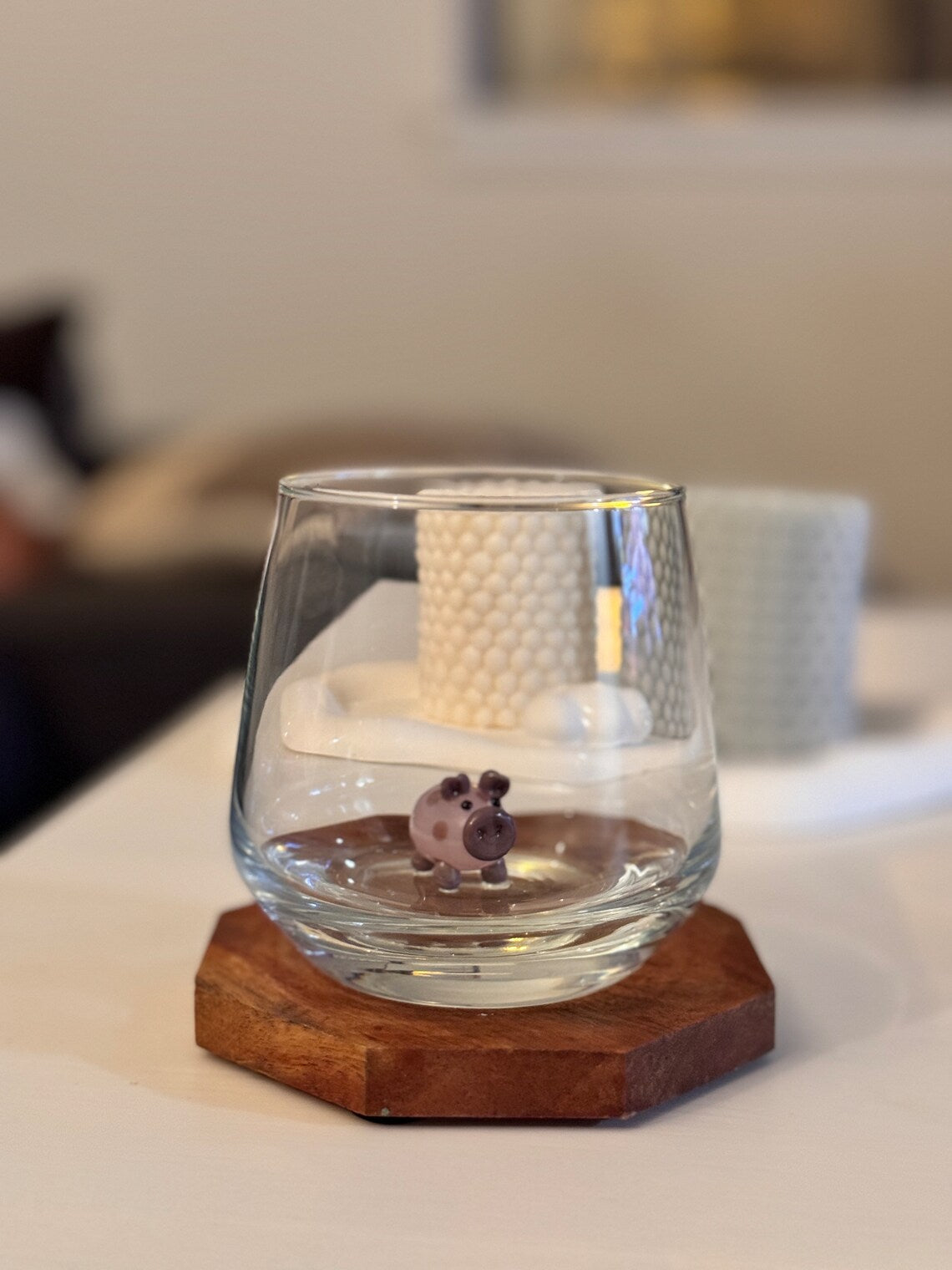 Tiny Pig Murano Glass Cups – Handmade Animal Drinkware, Unique Collectible Gift