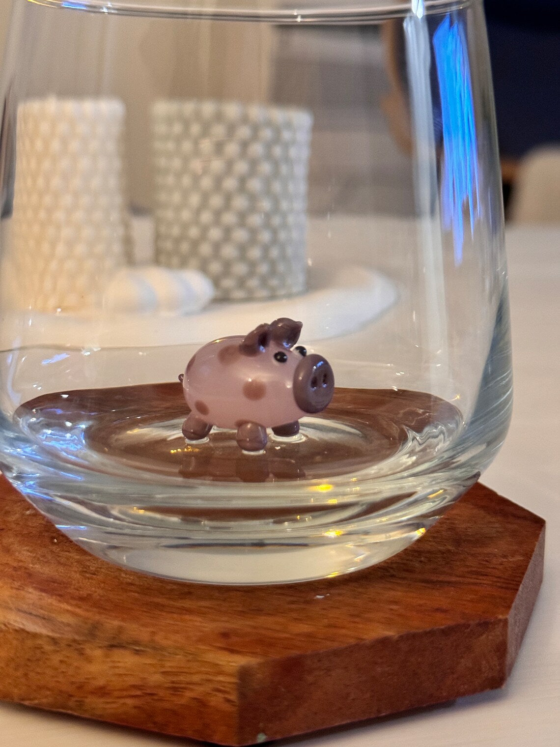 Tiny Pig Murano Glass Cups – Handmade Animal Drinkware, Unique Collectible Gift