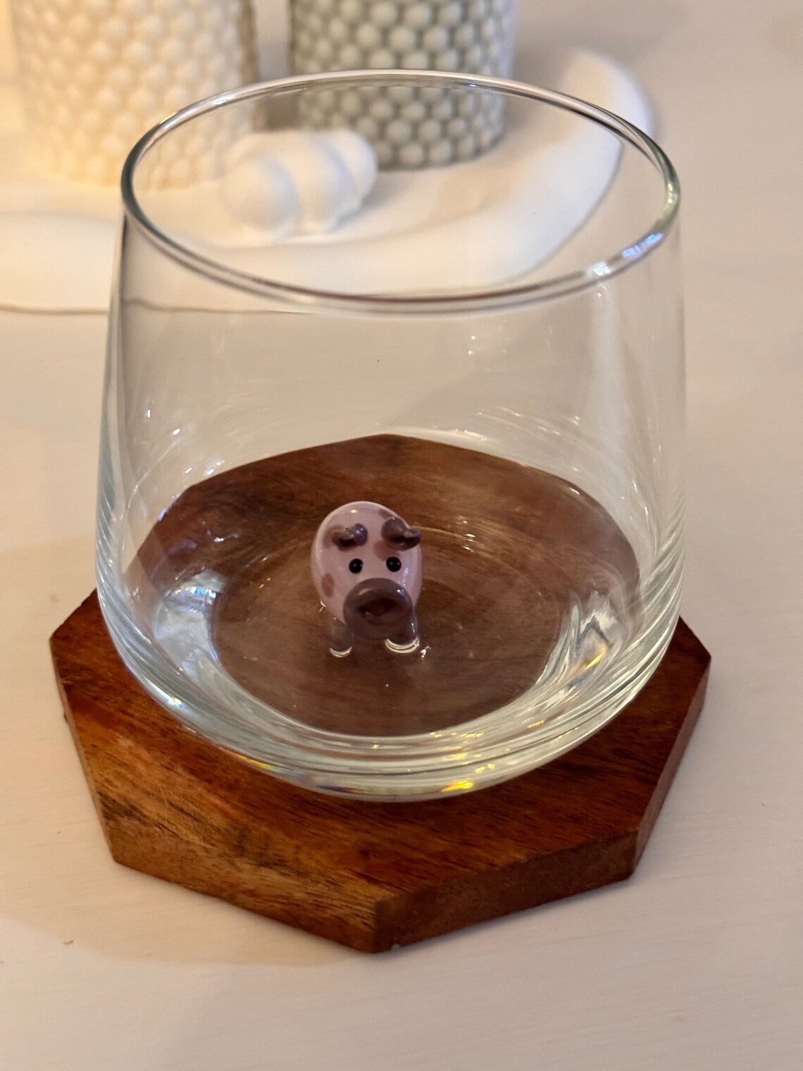 Tiny Pig Murano Glass Cups – Handmade Animal Drinkware, Unique Collectible Gift