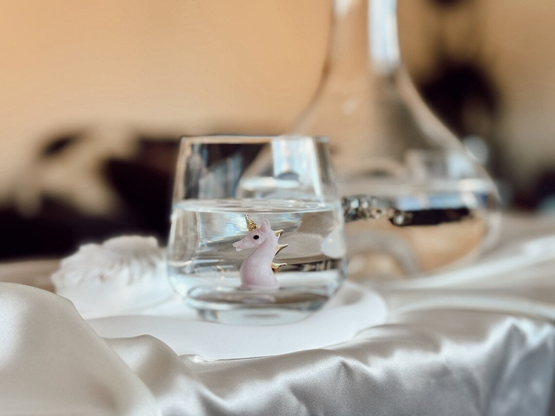 Handmade Murano Unicorn Glass Cups – Tiny Magical Glassware, Perfect Gift for Unicorn Lovers