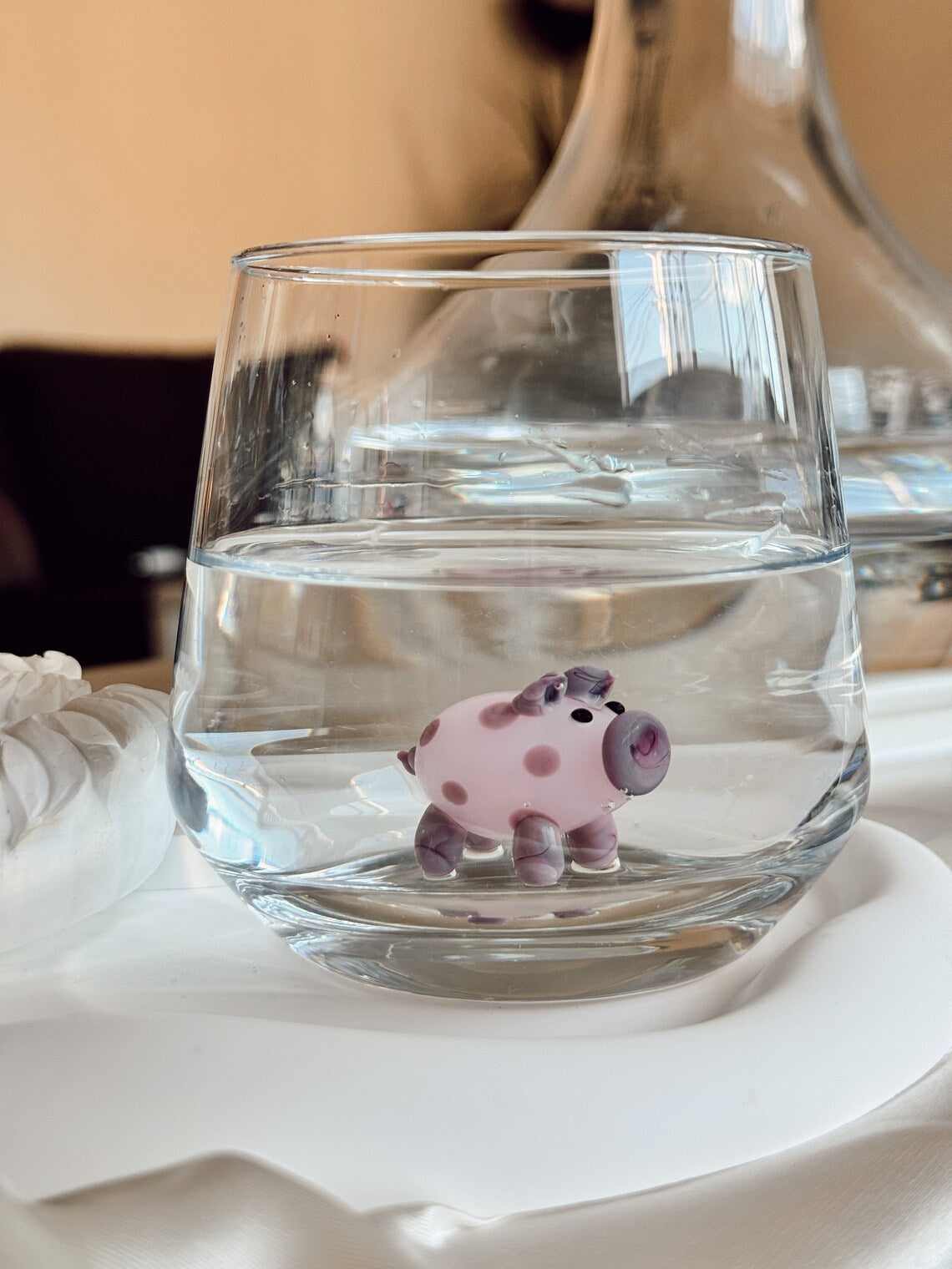 Tiny Pig Murano Glass Cups – Handmade Animal Drinkware, Unique Collectible Gift