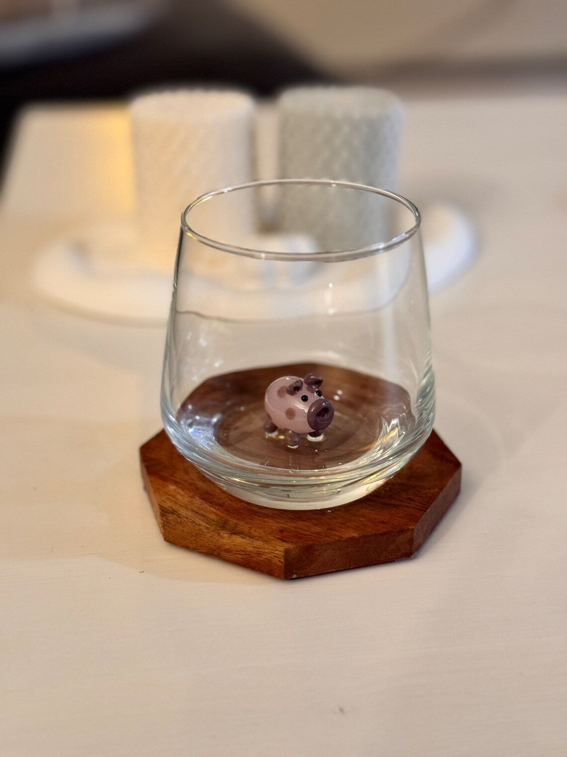 Tiny Pig Murano Glass Cups – Handmade Animal Drinkware, Unique Collectible Gift