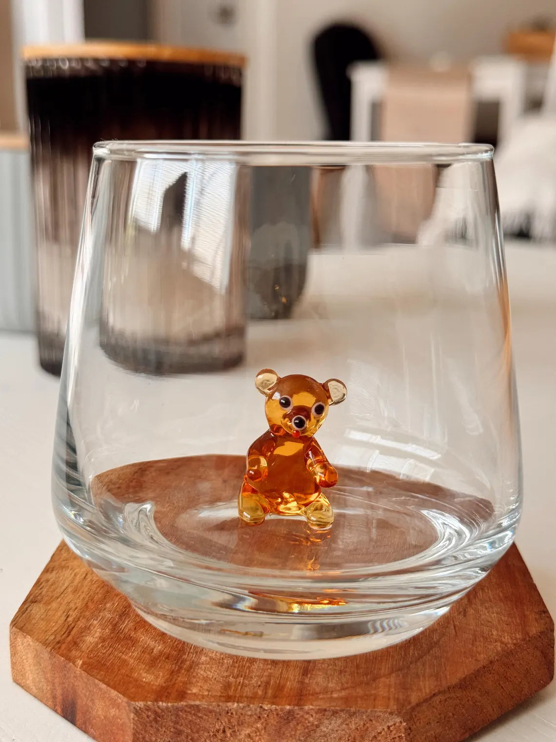Handmade Murano Teddy Bear Glass Cups – Tiny Animal Glassware, Perfect Gift for Animal Lovers