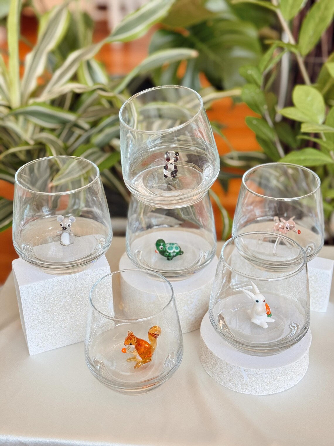 Handmade Murano Squirrel Glass Cups – Tiny Animal Glassware, Perfect Gift for Nature Lovers