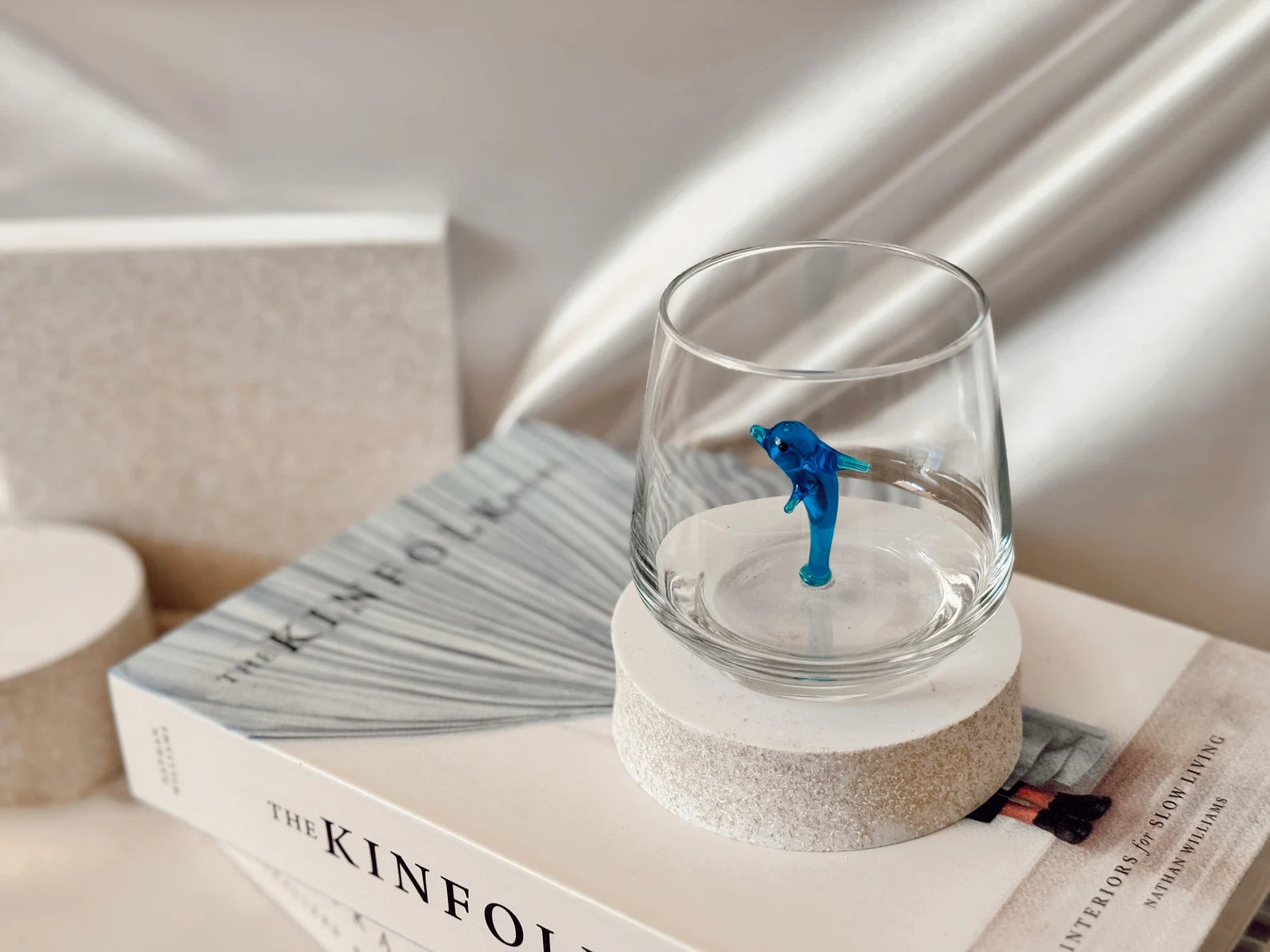 Tiny Dolphin Murano Glass Cups – Handmade Ocean Drinkware, Unique Marine Lover Gift