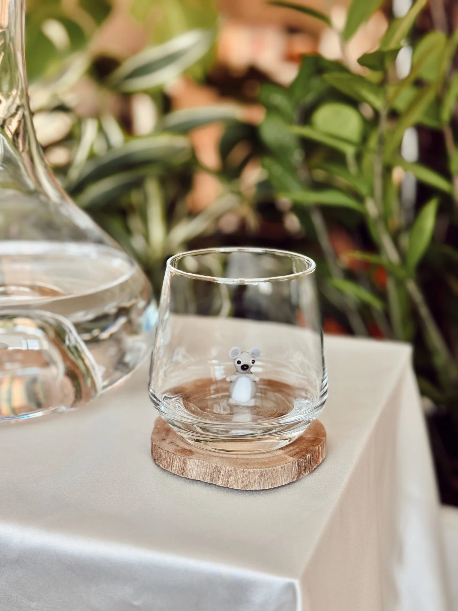 Tiny Koala Murano Glass Cups – Handmade Animal Drinkware, Unique Collectible Gift