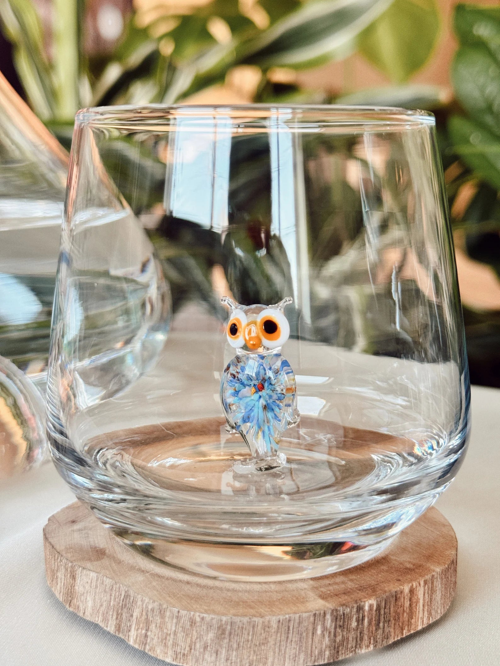 Tiny Owl Murano Glass Cups – Handmade Nature Drinkware, Unique Collectible Gift