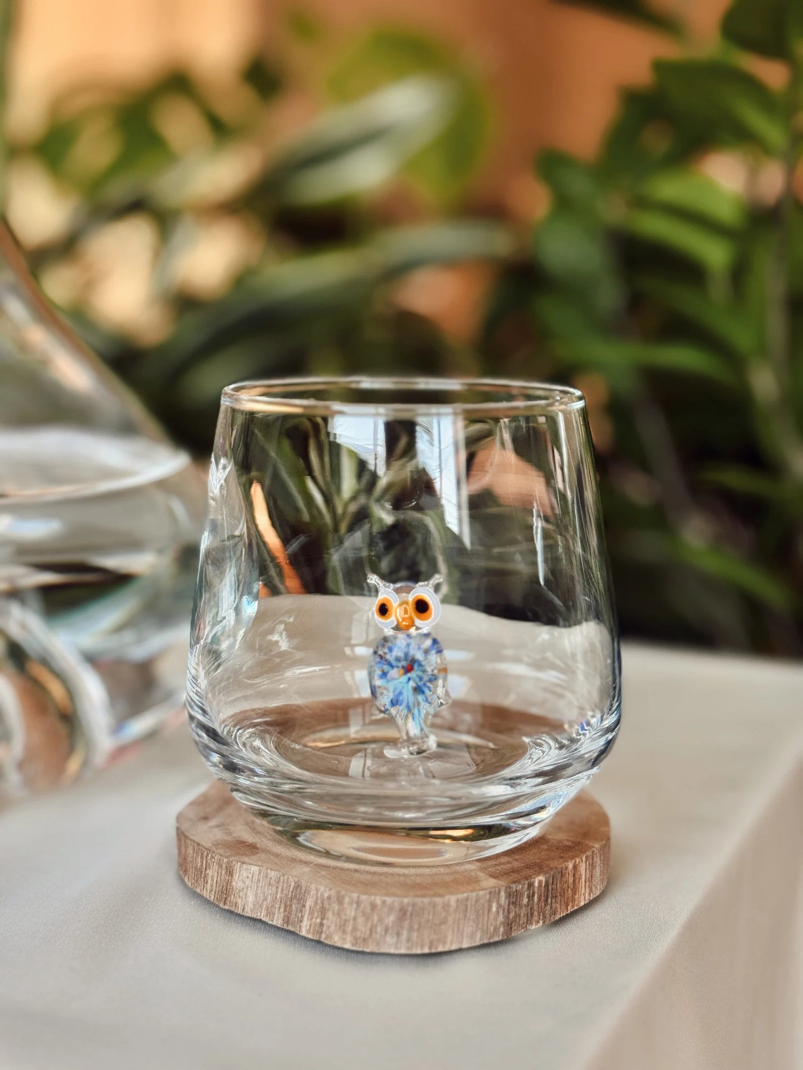 Tiny Owl Murano Glass Cups – Handmade Nature Drinkware, Unique Collectible Gift