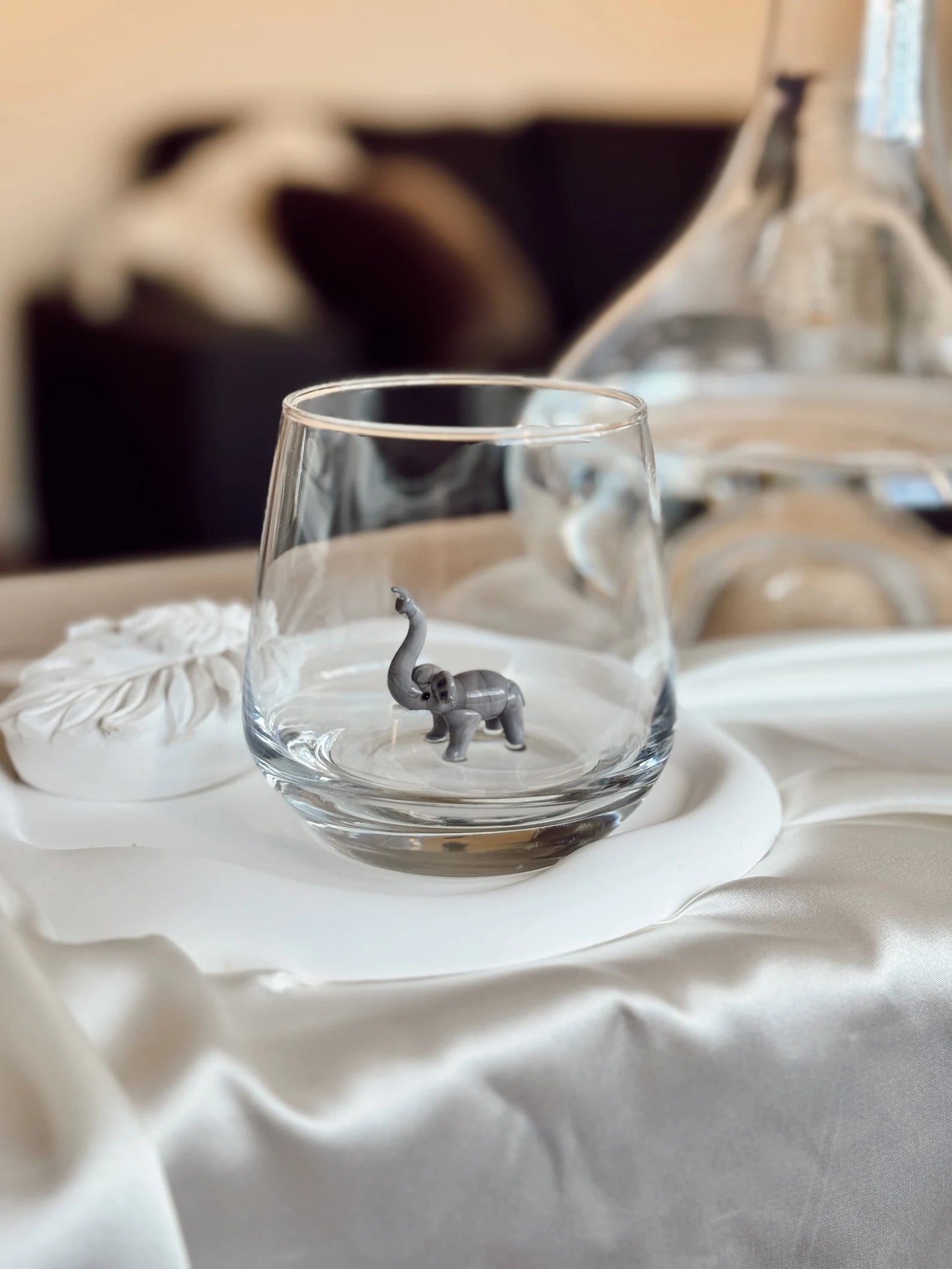 Tiny Elephant Murano Glass Cups – Handmade Glassware, Unique Collectible Gift for Animal Lovers