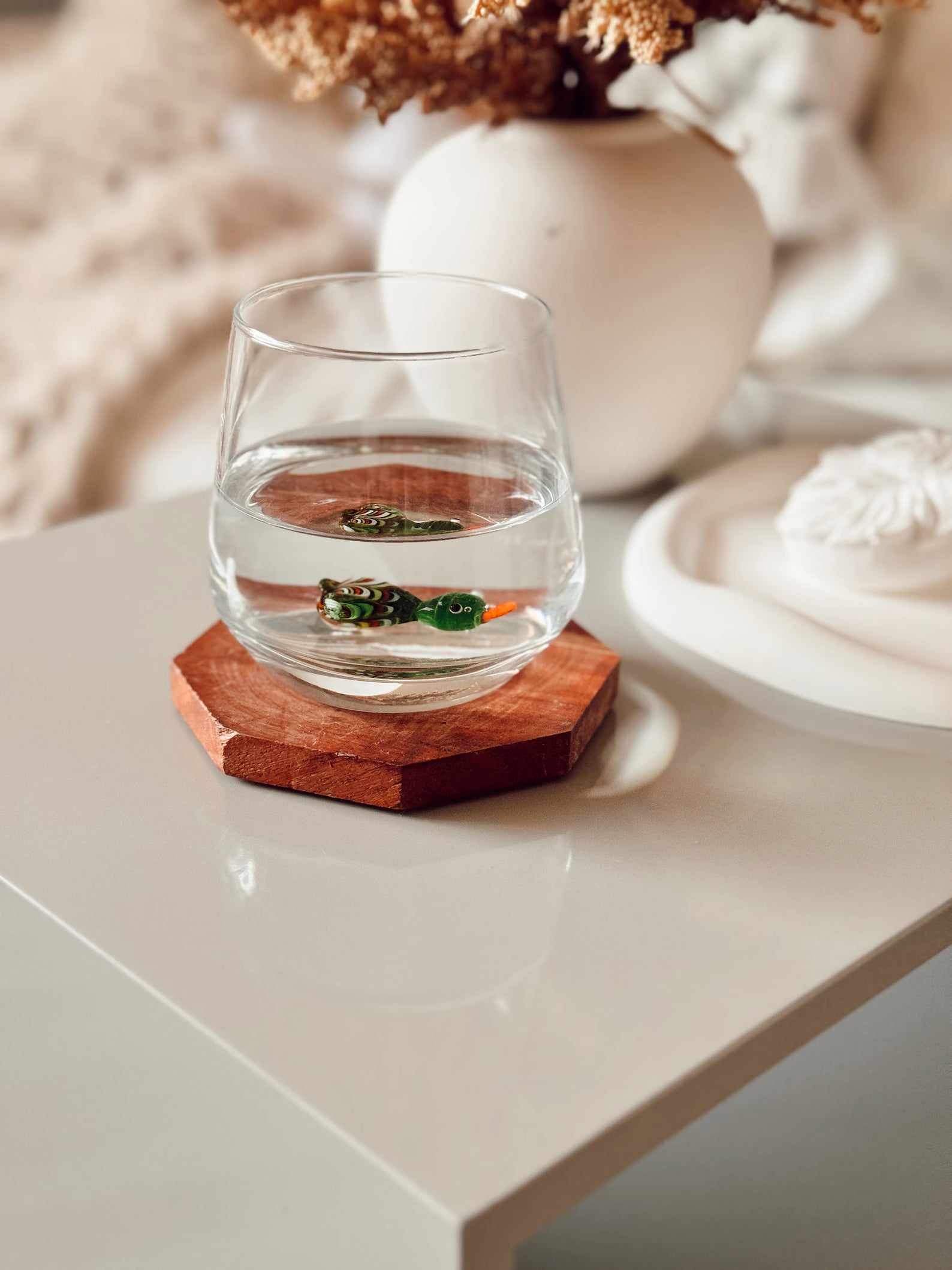 Tiny Duck Murano Glass Cups – Handmade Unique Drinkware, Collectible Gift for Animal Lovers