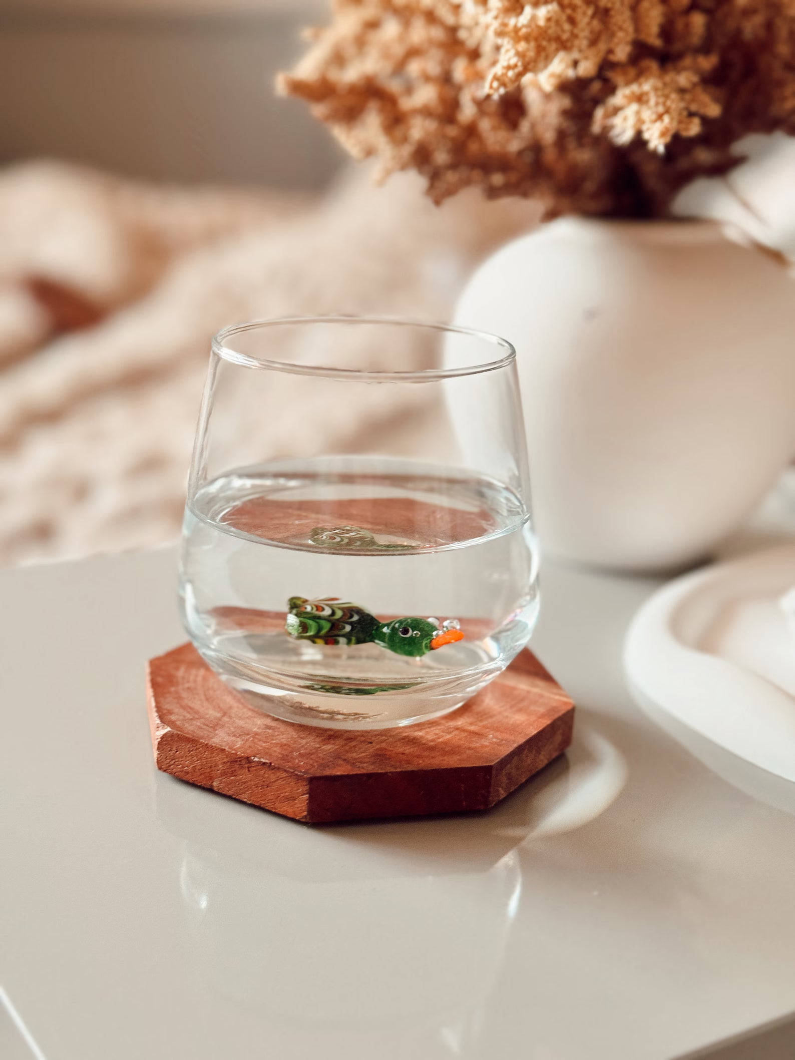 Tiny Duck Murano Glass Cups – Handmade Unique Drinkware, Collectible Gift for Animal Lovers