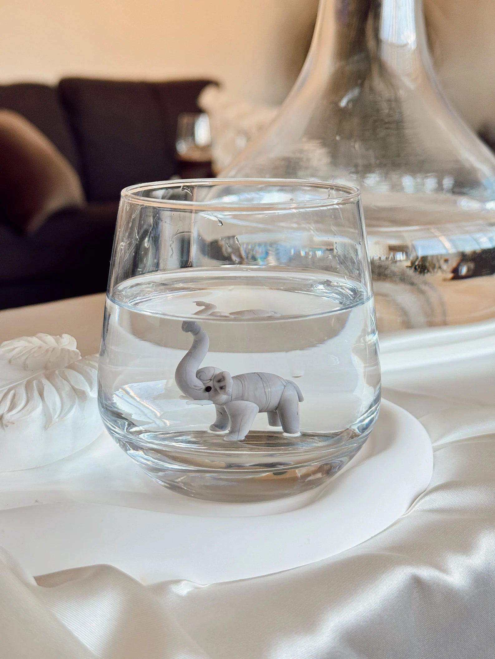 Tiny Elephant Murano Glass Cups – Handmade Glassware, Unique Collectible Gift for Animal Lovers