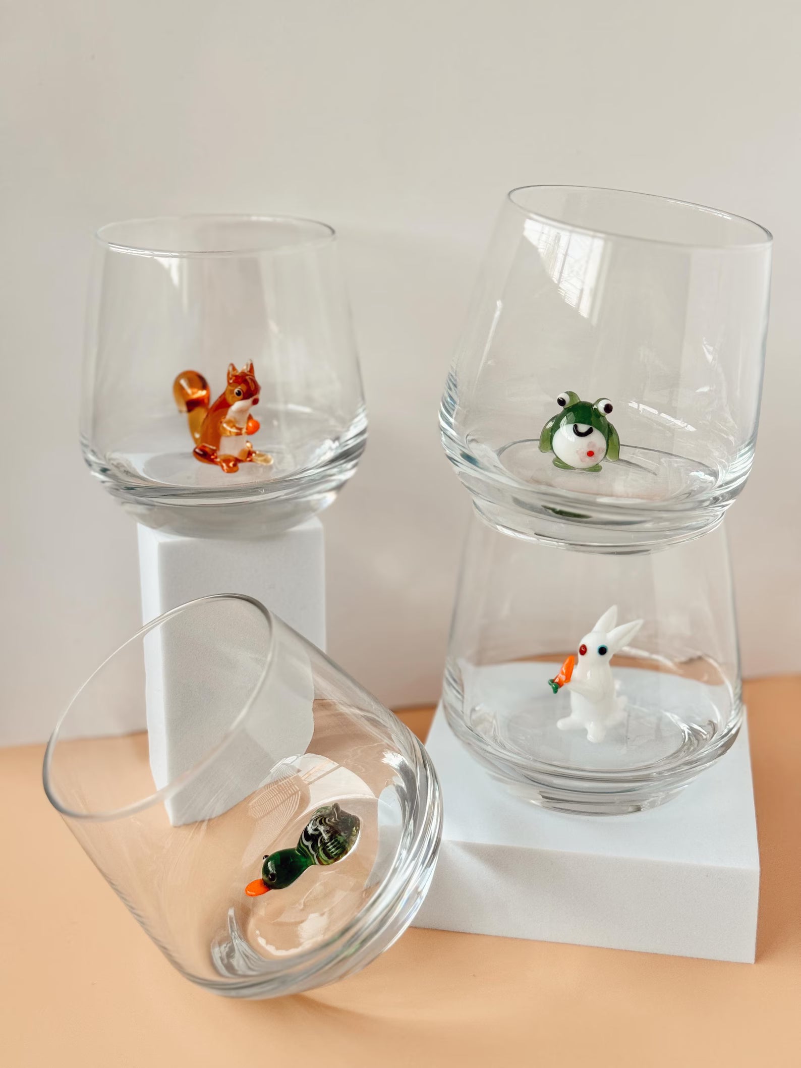 Handmade Murano Squirrel Glass Cups – Tiny Animal Glassware, Perfect Gift for Nature Lovers