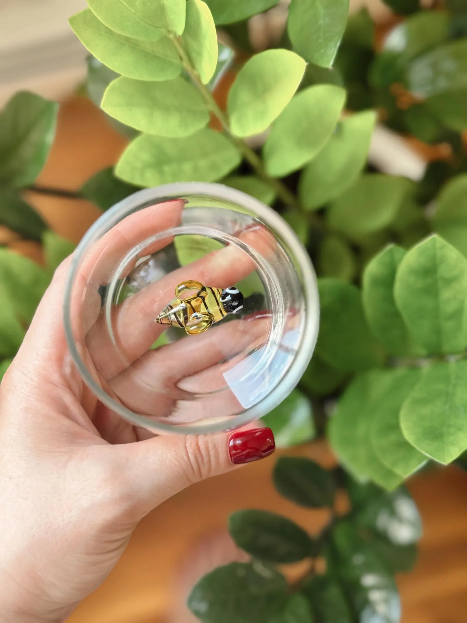Tiny Bee Murano Glass Cups – Handmade Nature Drinkware, Unique Bee Lover Gift