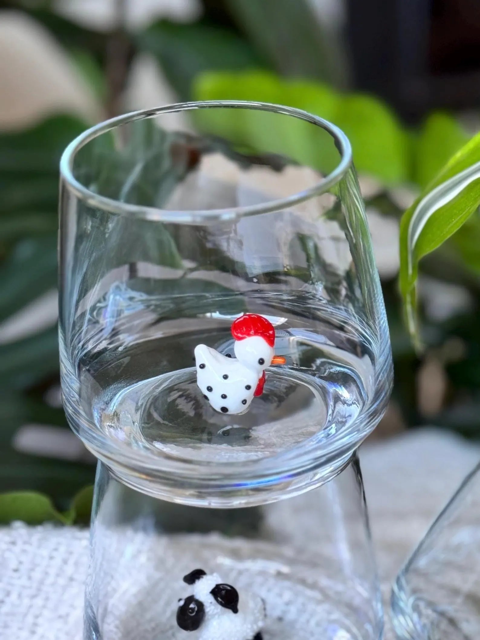 Tiny Chicken Murano Glass Cups – Handmade Farm Animal Drinkware, Unique Collectible Gift