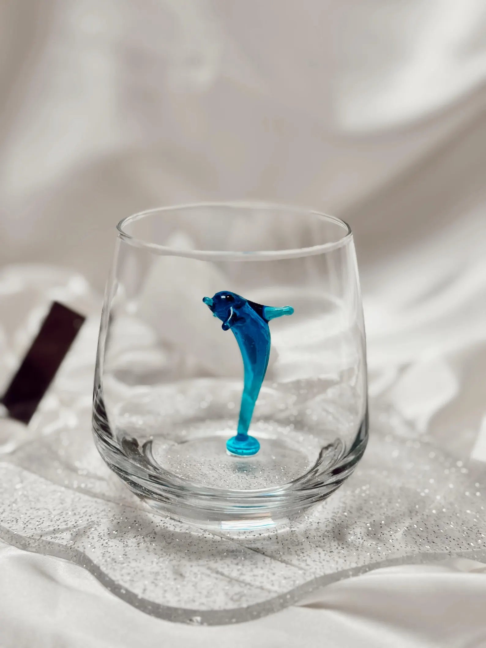 Tiny Dolphin Murano Glass Cups – Handmade Ocean Drinkware, Unique Marine Lover Gift