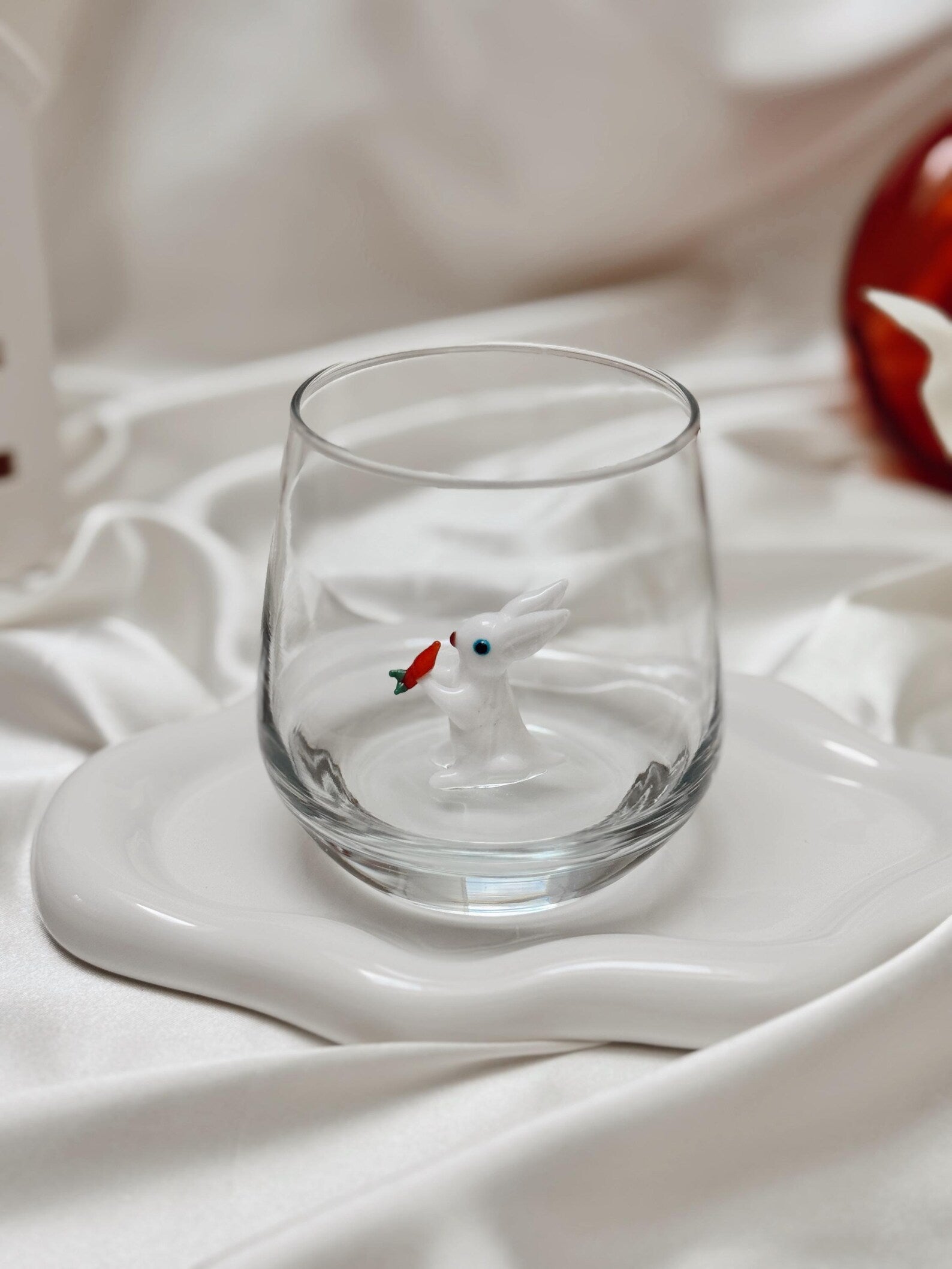 Tiny Rabbit Murano Glass Cups – Handmade Animal Drinkware, Unique Collectible Gift