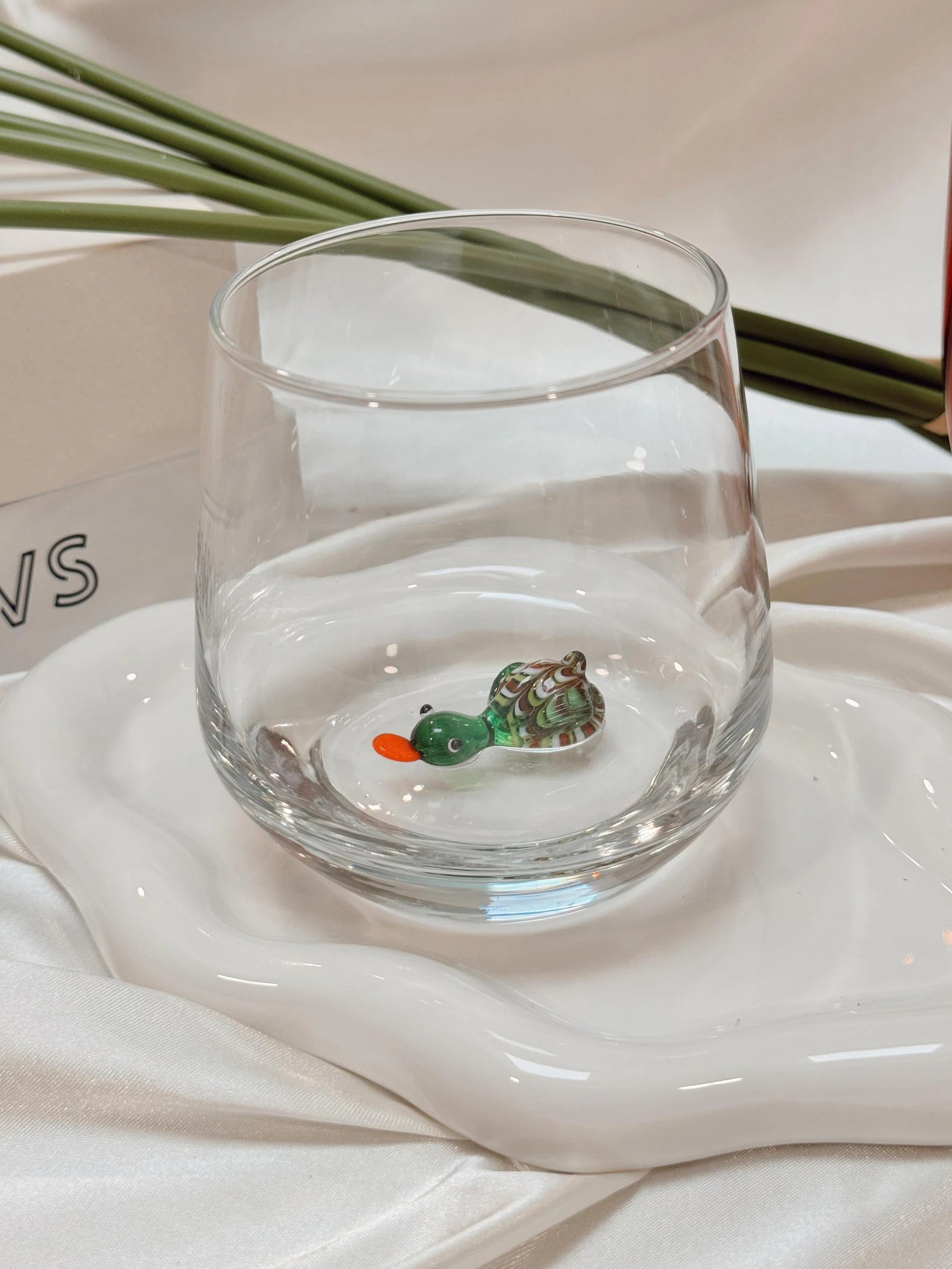 Tiny Duck Murano Glass Cups – Handmade Unique Drinkware, Collectible Gift for Animal Lovers