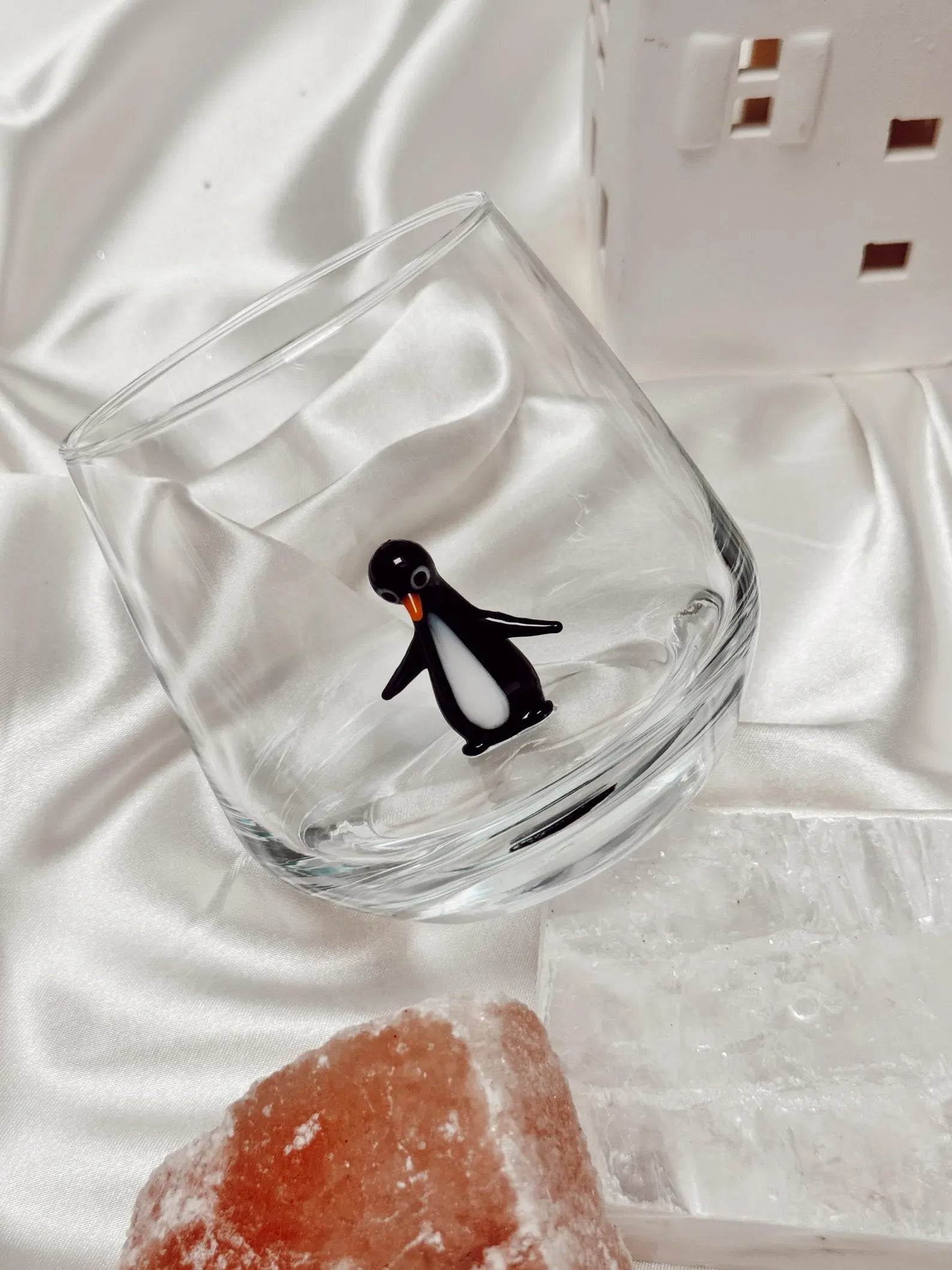 Tiny Penguin Murano Glass Cups – Handmade Animal Drinkware, Unique Collectible Gift