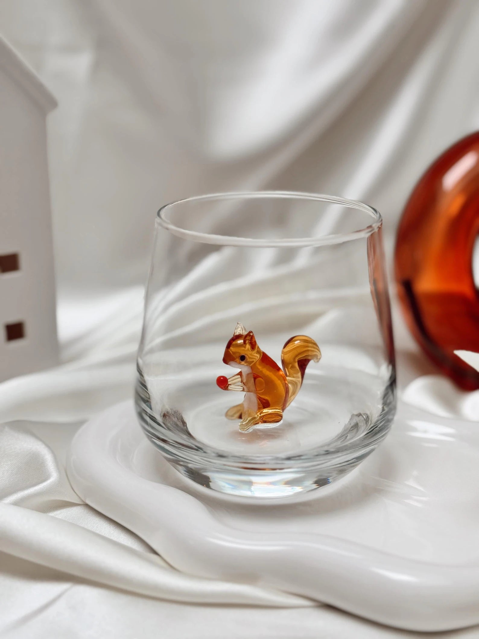 Handmade Murano Squirrel Glass Cups – Tiny Animal Glassware, Perfect Gift for Nature Lovers