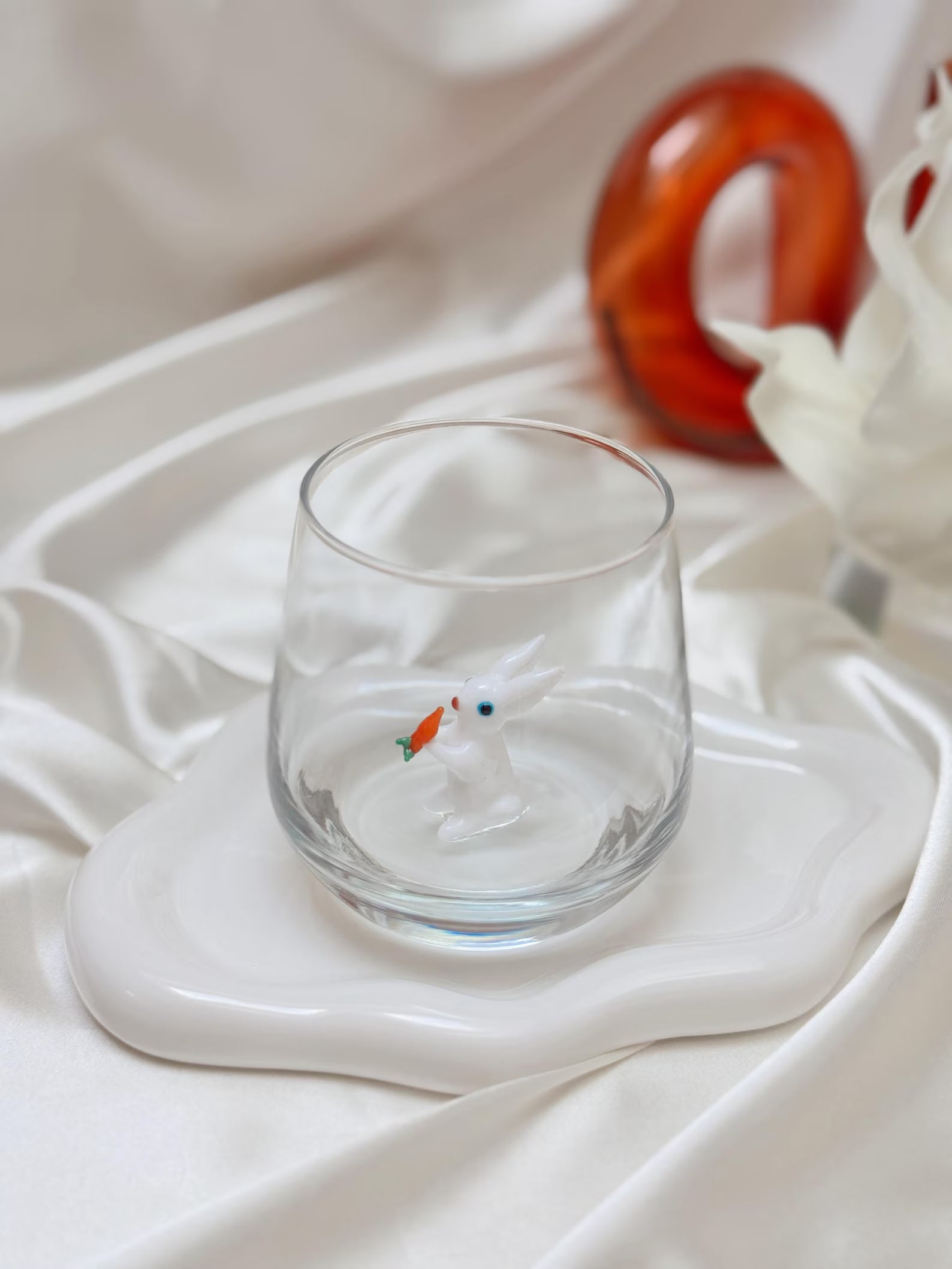 Tiny Rabbit Murano Glass Cups – Handmade Animal Drinkware, Unique Collectible Gift