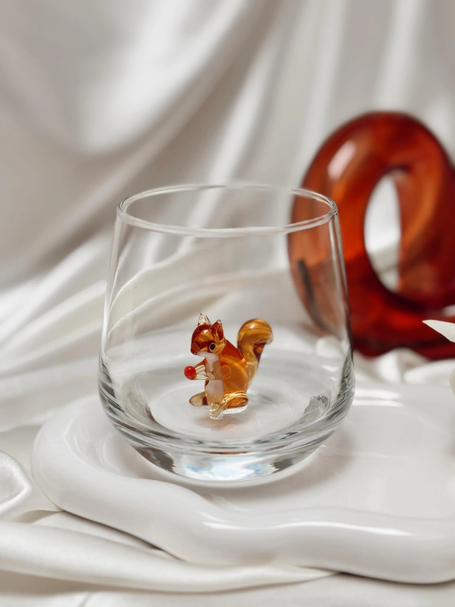 Handmade Murano Squirrel Glass Cups – Tiny Animal Glassware, Perfect Gift for Nature Lovers