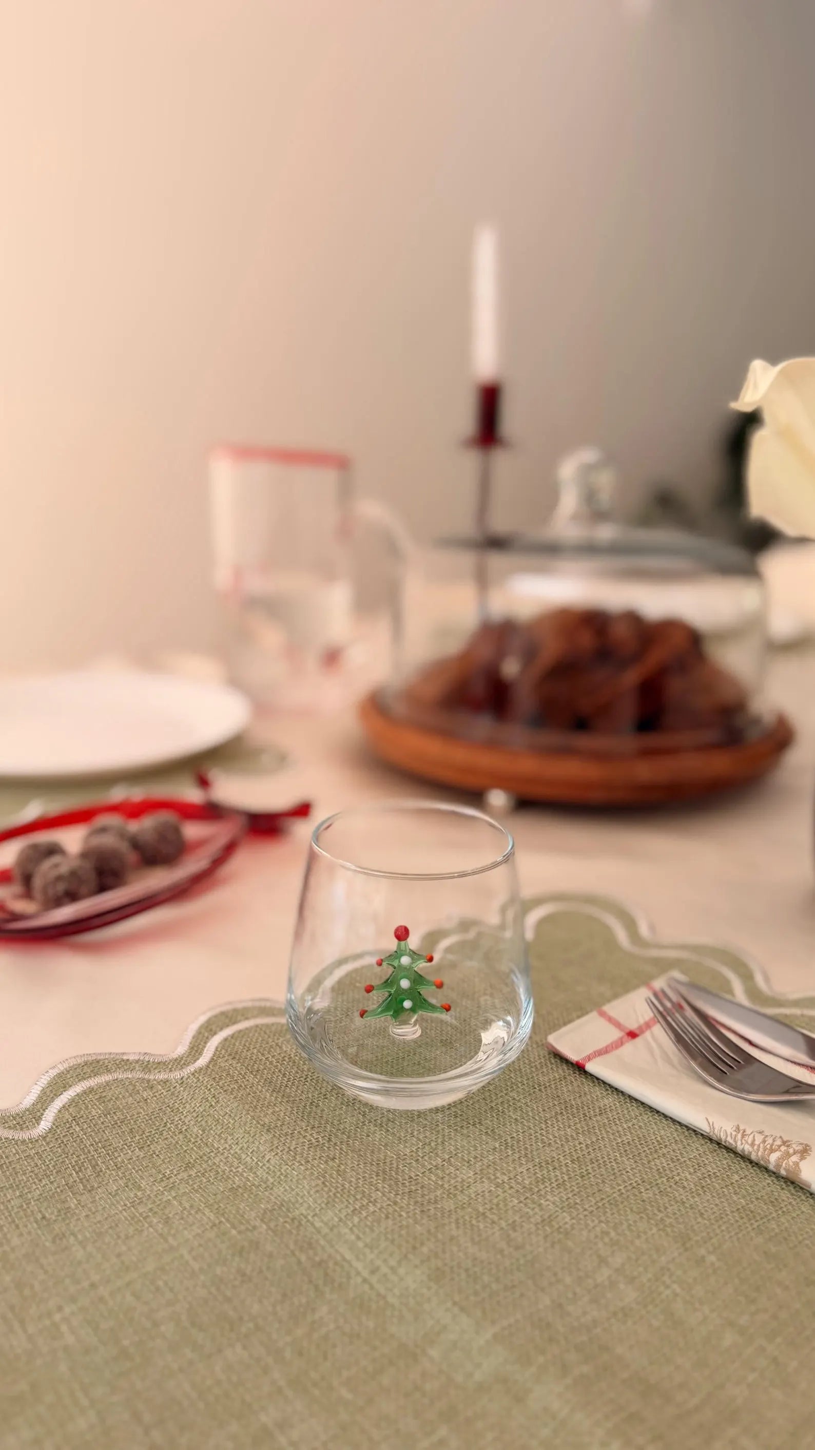 Murano Glass Christmas Cups | Stemless Wine Glass | Santa Figurine Cup | Cocktail Glasses | Holiday Party Decor | Set of 6 Cups