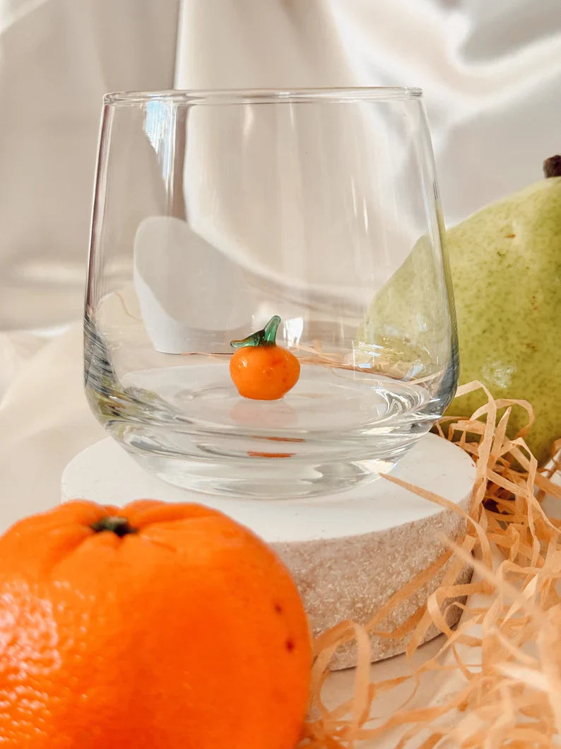 Fruit Glass Set – Colorful Handmade Murano Glassware, Unique Fruit Drinkware Gift