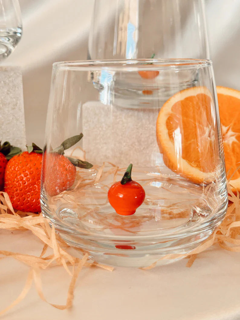 Fruit Glass Set – Colorful Handmade Murano Glassware, Unique Fruit Drinkware Gift