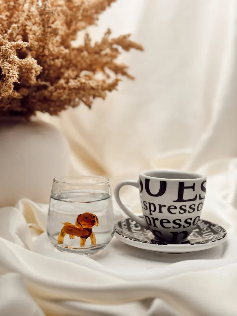 Dog Shot Glass Set – Handmade Murano Glass Drinkware Collection, Unique Animal Barware Gift