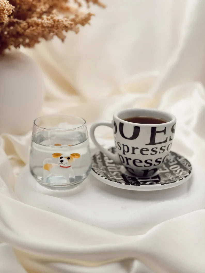 Dog Shot Glass Set – Handmade Murano Glass Drinkware Collection, Unique Animal Barware Gift
