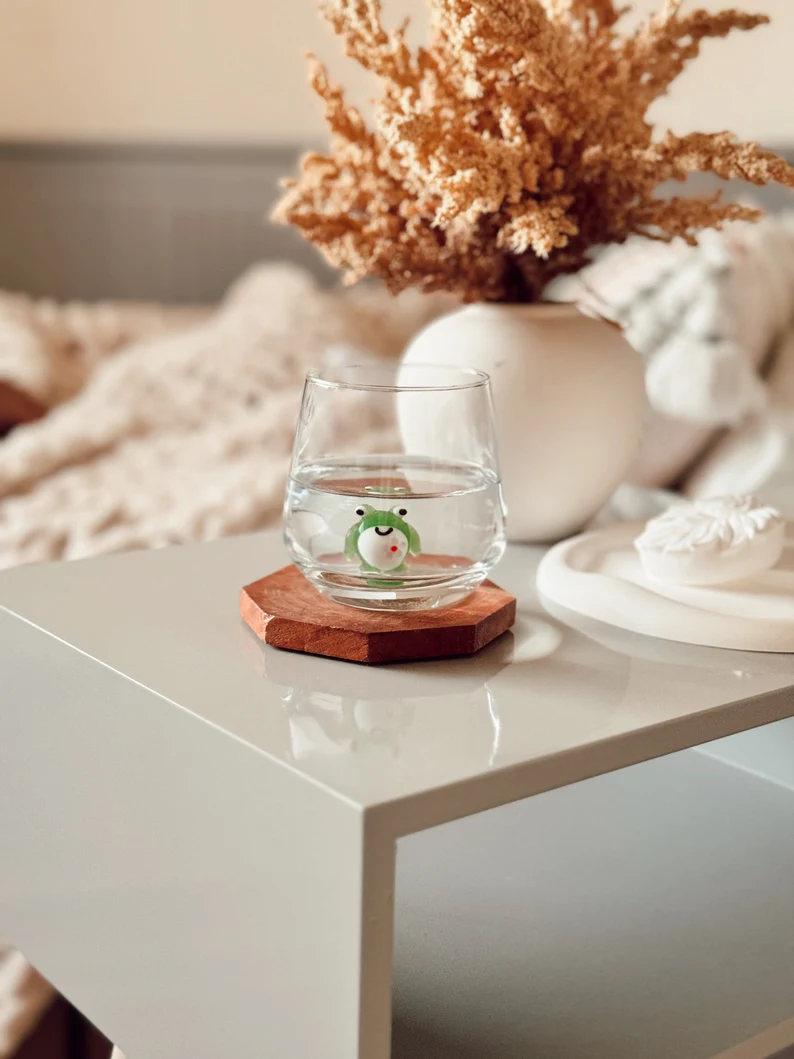 Tiny Frog Murano Glass Cups – Handmade Nature Drinkware, Unique Collectible Gift