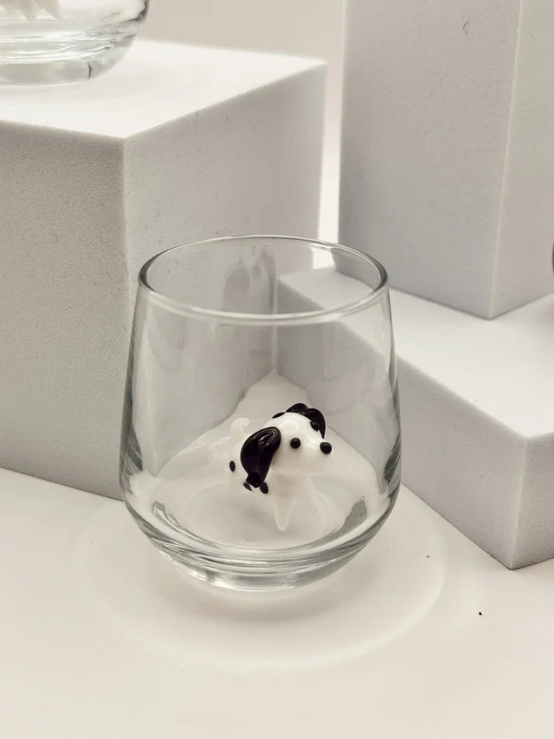 Dog Shot Glass Set – Handmade Murano Glass Drinkware Collection, Unique Animal Barware Gift