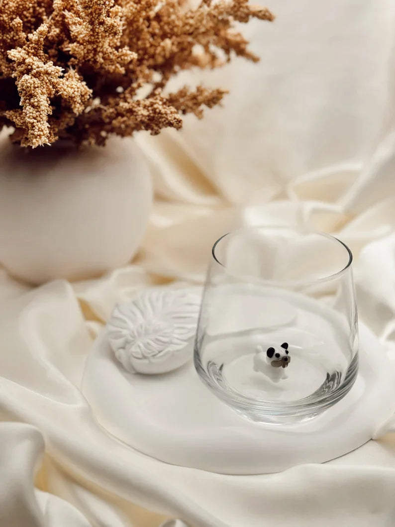 4-Piece Dog Wine Glass Set – Handmade Murano Glass Dog Drinkware, Unique Animal Stemless Glasses Gift