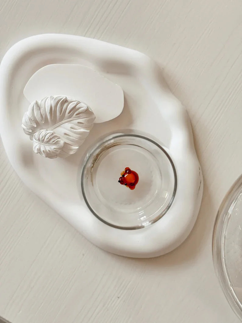 Handmade Murano Teddy Sitting Dog Glass Cups – Tiny Dog Glassware, Perfect Gift for Dog Lovers