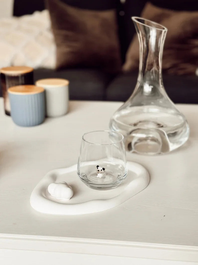 Tiny Bulldog Murano Glass Cups – Handmade Dog Drinkware, Unique Gift for Dog Lovers