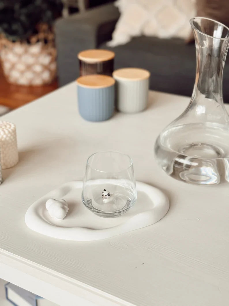 Tiny Bulldog Murano Glass Cups – Handmade Dog Drinkware, Unique Gift for Dog Lovers