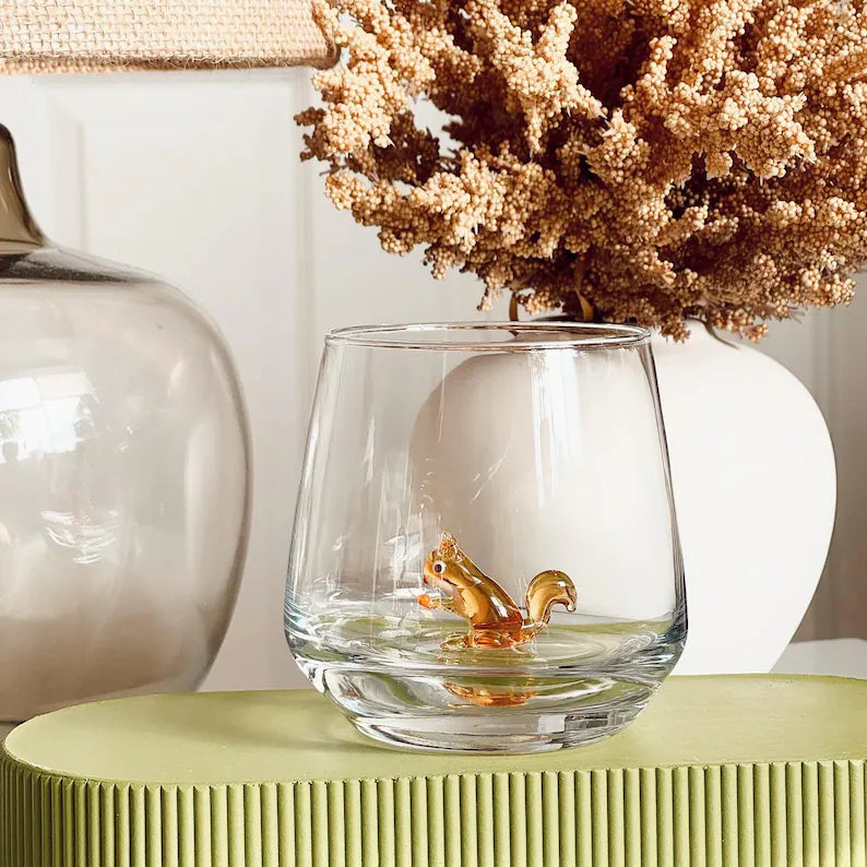 Handmade Murano Squirrel Glass Cups – Tiny Animal Glassware, Perfect Gift for Nature Lovers
