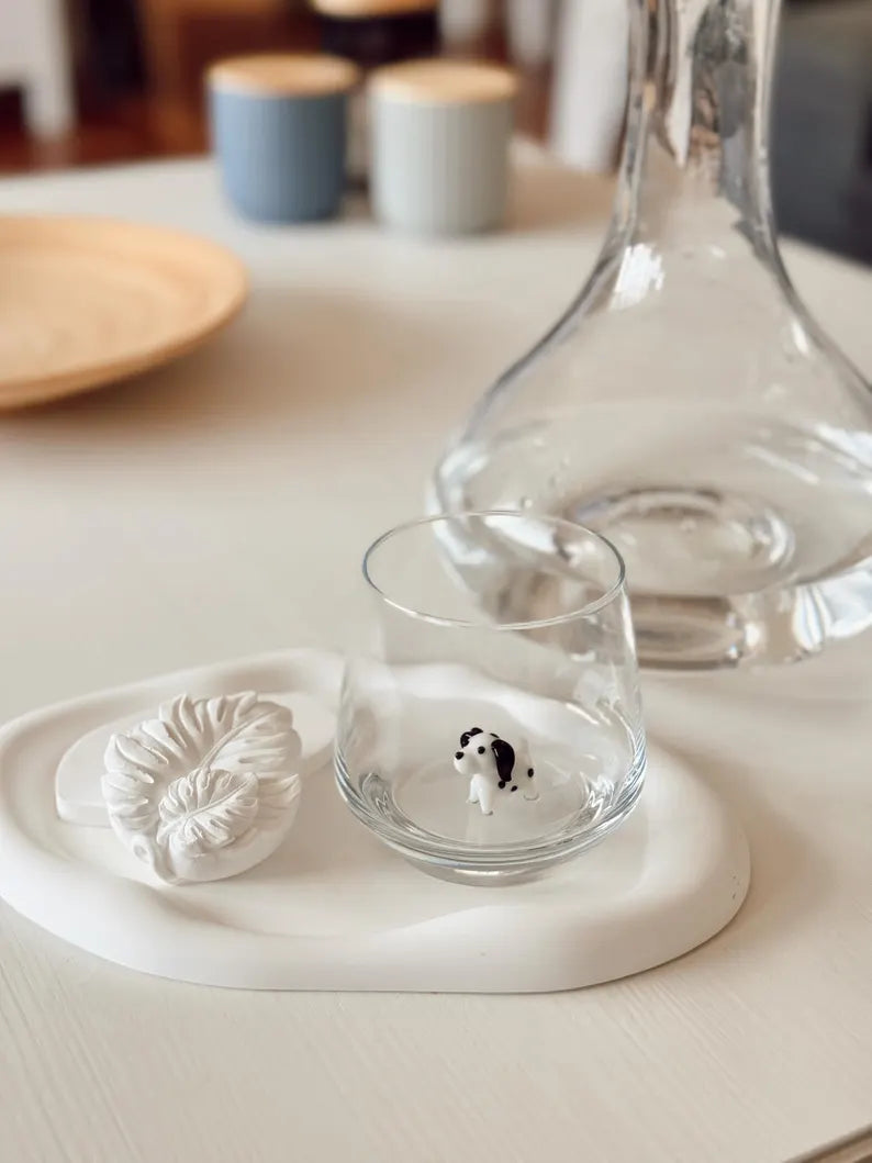 Tiny Dalmatian Murano Glass Cups – Handmade Dog Drinkware, Unique Gift for Dog Lovers