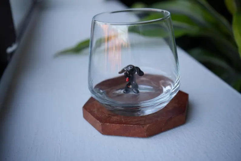 Set of 4 Silly Dog Murano Glass Figures – Handmade Animal Collectibles, Unique Gift for Dog Lovers