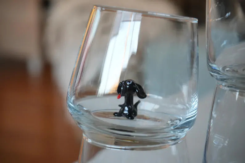 Set of 4 Silly Dog Murano Glass Figures – Handmade Animal Collectibles, Unique Gift for Dog Lovers