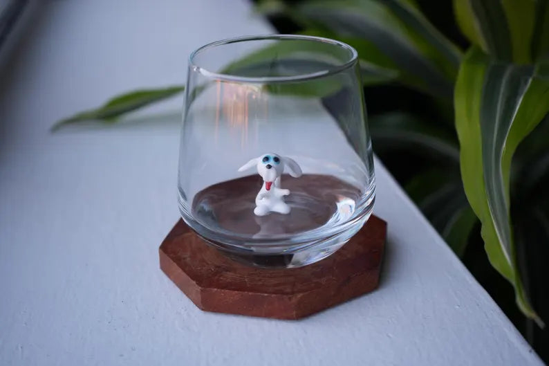 Set of 4 Silly Dog Murano Glass Figures – Handmade Animal Collectibles, Unique Gift for Dog Lovers
