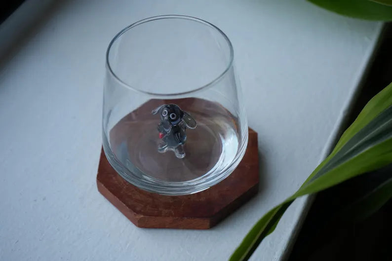 Set of 4 Silly Dog Murano Glass Figures – Handmade Animal Collectibles, Unique Gift for Dog Lovers